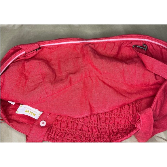 Anthropologie Maeve Bustier Crop Top M Red Linen Blend Lightweight Resort Summer - Picture 7 of 7